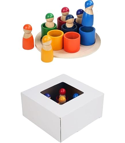 Amazon | 積み木 木製 知育 アーチレインボー 半円盤 スタッキングトイ