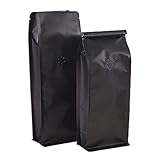 価格/ 50個Aspire 8オンスフラットBottom Gussetバッグ、コーヒーバッグwith Degassingバルブand Tin Ties、FDA準拠 8 OZ ブラック ER0066_B