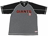 MLBサンフランシスコジャイアンツメンズFine GaugeメッシュVネックラグランシャツ XL ブラック