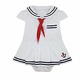 AMIGOYO ベビー 子供服 ロンパース ネイビー 女の子 半袖 カバーオール スカート付き 柔らかい 出産祝い 夏 キッズ ガールズ