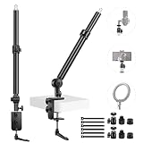 NEEWER カメラデスクマウントスタンド 225°傾斜&360°回転 17.7"-24.8"卓上デスクトップライトスタンド Cクランプ ボールヘッド リングライト DSLRカメラ オーバーヘッド写真撮影用 2本