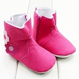 （セ・ミニョン）C'est mignon　ベビーシューズ　ファーストシューズ　ブーツ　ファスナー　フラワー　ピンク (11cm)