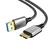 USB3.0 ケーブル Micro B ハードディスク ケーブル USB タイプAオス - マイクロBオス 5Gbps データ高速転送 高耐久性 ナイロン編み外付けHDD/SSD,Blu-ray,BDドライブ,デジタルカメラ用 (1.5m)