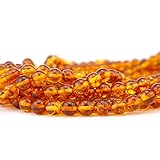 パワーストーン アンバー 琥珀 6mm ビーズ ラウンド 連売 パワーストーン 天然石 1連 丸玉 約38cm ハンドメイド ブレスレット 素材