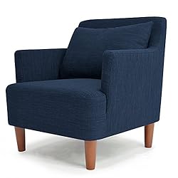 ソファ シングルソファ 北欧風デザイン 木枠ソファ 「 バレンティナ 」 一人掛け ( クッション付き 布地タイプ ) ネイビー色