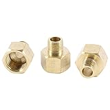 SODIAL 3個 1/8インチPT x 1/4インチPT オス～メス スレッドヘックスブッシングパイプ継手アダプタ