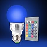 Sunix 3W E27 RGB LED Bulb, 16 Colors Choices, Color Changing, 24 Key Remote Controller Included ,Moo