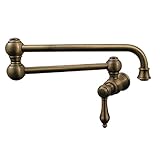 Whitehaus WHKPFLV3-9500-ACO Vintage III 22-Inch Wall-Mount Pot Filler with Lever Handle [並行輸入品]