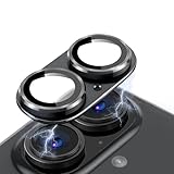 Hohotoon iPhone16/iphone 16plusカメラフィルム アルミ合金製＋AR高透過率強化ガラス レンズカバー 0.25mm超薄 一体型レンズ保護フィルム アイフォン16/16 plus用カメラ保護フィルム 2眼 レンズ保護ケース 9H 防爆裂 耐衝撃 スクラッチ防止 粘着性強い 露出オーバー防止 ケースに干涉なし（ブラック）