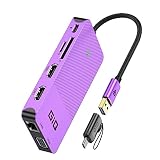 USBドッキングステーション GIQ USB Cハブ USB 3.0 - デュアルHDMI VGAアダプター トリプルディスプレイ USB C ノートパソコンドッキングステーション デュアルディスプレイ MacBook M1 USBドック対応 パープル