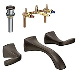 Moen KLVO-W-T6906ORB Voss Two-Handle Wall-Mount Lavatory Faucet, Oil Rubbed Bronze [並行輸入品]
