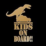 怪獣が乗ってる!? Kids on board カッティング ステッカー ゴールド 金
