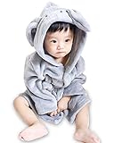 mikketa バスローブ ベビー キッズ 綿 80 ゾウ グレー