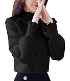 [トーアソーア] ブラウス レディース 長袖 フリル ハイネック フォーマル トップス (黒, 02 - L)