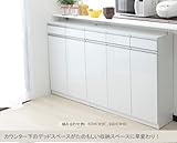 【日本製・完成品】 カウンター下収納 上段引出しタイプ 幅60/90/120×奥行29.5×高さ89ｃｍ　鏡面ホワイト/木目ダークブラウン 突っ張り棒付 ＦＡＸ台 (鏡面ホワイト, 90H)