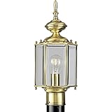 Progress Lighting P5430-10 Hexagonal Post Lantern with Beveled Glass, Polished Brass [並行輸入品]