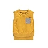 Karchi　 子供服　ニット　ベスト　ノースリーブ　丸ネック　女の子 男の子兼用 出産祝い お誕生日プレゼント90　100　110　120　130 (130, 黄色い)