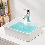 【JOMOWN限定排水セット付き】おしゃれ 洗面ボウル セット 洗面台 洗面ボール 置き型 手洗い鉢 陶器製 手洗い器 トイレ 手洗いボウル 410*310*130mm（長方形）