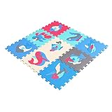 Blesiya やわらかパズルマット　ベビージム　プレイマット プレイルーム　ソフトタイルマット　子供室内玩具　動物/海洋/果物の形　約30 * 30 * 0.8cm - オーシャンB, 約30 * 