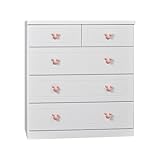 アルファタカバ ディズニー家具シリーズ セレクトミッキー 80cm幅4段ホワイト 取っ手北欧パウダーピンク