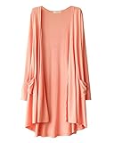 Plus Nao(プラスナオ) ロングカーディガン 長袖 トッパーカーディガン 薄手 夏 シンプル 無地 レディース トップス 紫外線対策 冷房対策 ゆ - ピンク