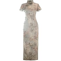 VIVIENNE TAM 花柄 オウム柄半袖 ひざ丈チャイナドレス風ワンピース VIVIENNE TAM 花柄 オウム柄半袖 ひざ丈チャイナドレス風