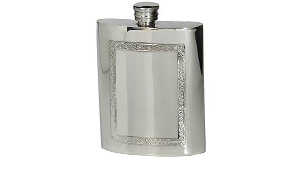 Amazon 6oz Pinder Brosピューターヒップフラスコ ケルトノットモチーフ ハンドメイドでシェフィールド Pinder Bros フラスコ スキットル