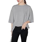 [Guooryvner] グオーリーブナー Tシャツ レディース 半袖 春 夏 綿100 無地 夏服 五分袖 トップス 大きいサイズ コットン 丸首 白tシャツ ゆったり 透けない おしゃれ シンプル きれいめ オフィス 快適 カジュアル 体型カバー 通勤