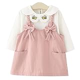 YY-Natuhi ベビー服 子供服 女の子 ワンピース ブラウン 二点セット サロペット スカート トップス キッズ 新生児 ベビー 長袖 赤ちゃん 綿 秋冬 入園式 かわいい ハチ (100cm,