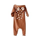 mioim ベビー服 着ぐるみ ロンパース カバーオール かわいい シカ キッズ コスチューム 防寒着 男の子 女の子 出産祝い 赤ちゃんに (ブラウン, 100CM)