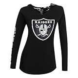 Oakland Raidersレディースブラック長袖フード付きスイープVネックトップ S