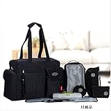 ブラック　マザーズバッグ　ベビー用品収納バッグ　ママバッグ　パパママ旅行用バッグ　大容量　シンプル　多機能バッグ　ハンドバッグ　ショルダーバッグ　軽量　汚れにくい
