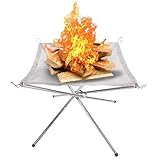 焚火台 メッシュ 焼き台 網 かがり火 キャンプファイヤー 焚き火テーブル ネット式 ステンレス鋼 折り畳み 軽量 テント泊り 携帯便利