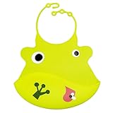 ベビー スタイ　よだれかけ　カエルパターン　可愛い　防水　緑