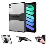 スタンド付き iPad mini7用 ケース (A17 Pro、2024) iPad mini 第7/6世代用 カバー クリア 透明 背面 はめ込み 多角度 薄型 耐衝撃 学生 ビジネス,ブラック