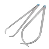 uxcell 外パス　キャリパーツール　２個入り　金属　機械工　内寸と外寸測定専用工具　摩擦接合器　便利性　シルバートーン　350ｍｍの長さ