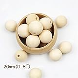 Mamimami Home [木珠]噛がため 噛でも大丈夫 天然木 無着色 ビーズ DIY アクセサリー 20mm 100個セット