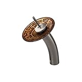 VIGO Single Handle Waterfall Bathroom Faucet with Copper Mosaic Glass Disc, Brushed Nickel [並行輸入品]