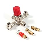 エアコンプレッサー用アクセサリ ダブルアウトレットチューブアロイエアコンプレッサースイッチ プレッシャーレギュレーターバルブフィットパーツ