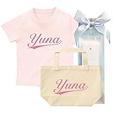 出産祝い 名前入り ギフトセット / Tシャツ & トートバッグ [GP71] 80cm [Tee]ライトピンク×ピンクロゴ 出産祝い 誕生日 プレゼント おしゃれな 名入れ ギフト