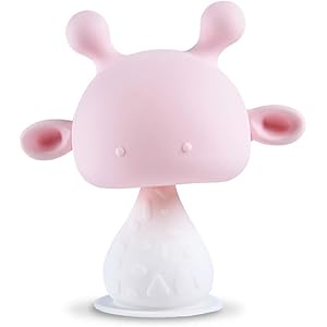 orzbow ベビー用歯がため 食品級シリコン 鈴付き BPAフリー 歯ぐきに刺激を与え 可愛い鹿 (ピンク)