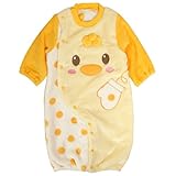 ベビー カバーオール あったか ふわふわ もこもこ つなぎ 赤ちゃん 新生児用 秋冬 ひよこ-3115 50-60cm