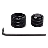 Healifty エフェクター　フットスイッチハット　エフェクトキャップ スイッチキャップ　メタル　ギター　 フットカバー　エレクトリックギター用レンチ付　2ピース（ブラック）