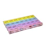 chrikathy 7日ピルボックス28 4行行コンパートメント薬ボックスAM PM Morning Noon NightシースルーColoured LidsタブレットディスペンサーオーガナイザーWe