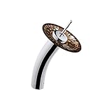 VIGO Single Handle Waterfall Bathroom Faucet with Aztec Glass Disc, Chrome [並行輸入品]