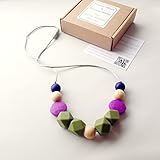 'Iceland' Designer Teething Necklace & Gift Box; Silicone & Natural Wood Jewelry by Pretty Mom & Lov
