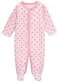 Plus Nao(プラスナオ) ベビー服 ロンパース 足つき 長袖 肌着 秋冬 水玉模様 ドットプリント 女の子 赤ちゃん ベビー 60 65 70 75 ピンク 60