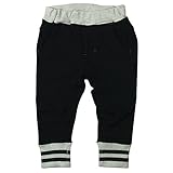 《H28年秋冬物》 nico hrat(ニコフラート) 製品洗い加工済み 30/10綿裏毛ボーダーロングパンツ 110cm/BK NO.B-261062