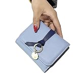 三つ折り 財布 がま口, ミニ財布 レディース 人気 ト ウォレット カード小銭入れ 女性用 プレゼント (青)