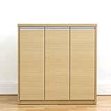 日本製 幅90cm ロータイプシューズボックス 完成品 (ナチュラル)